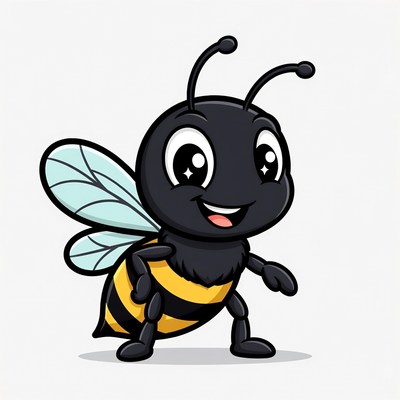 Cute cartoon bee smiling