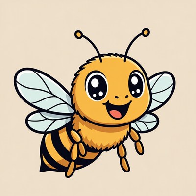 Cute cartoon bee smiling
