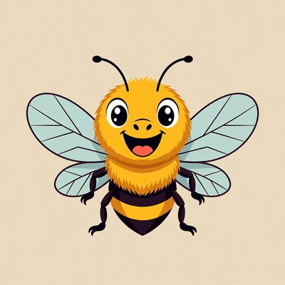 Cute cartoon smiling bee