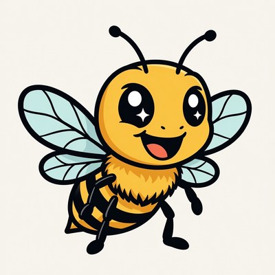 Cute cartoon smiling bee