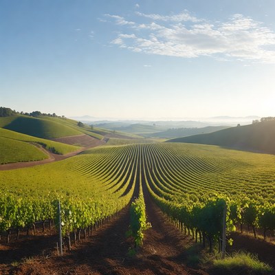 Vineyard Rows in Rolling Hills