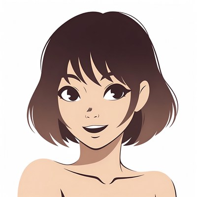 Anime girl smiling with bob haircut