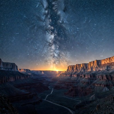 Milky Way over Grand Canyon sunset