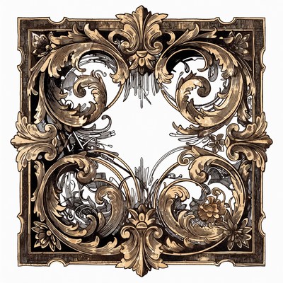 Ornate Golden Floral Frame Illustration