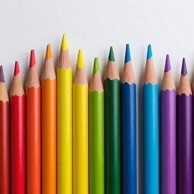 Colorful Pencils Arranged in Rainbow
