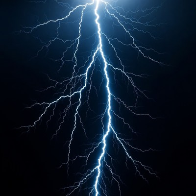 Bright Lightning Bolts in Dark Sky