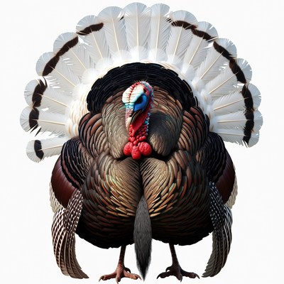 Turkey with spread tail feathers