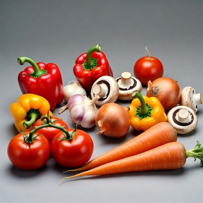 Fresh vegetables on gray background