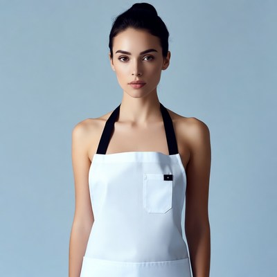 Woman wearing white apron
