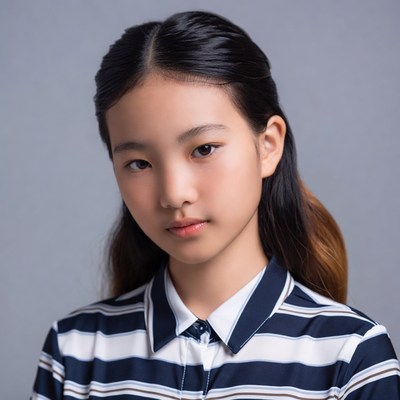 Asian girl in striped shirt