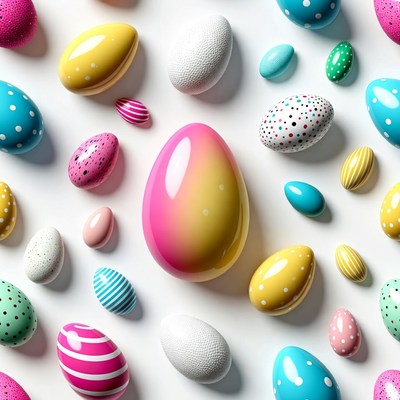 Colorful Easter Eggs on White Background