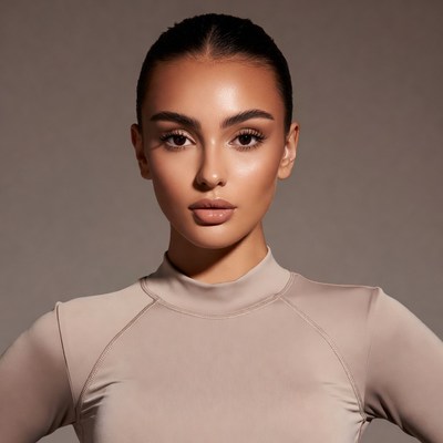 Beautiful woman in beige turtleneck