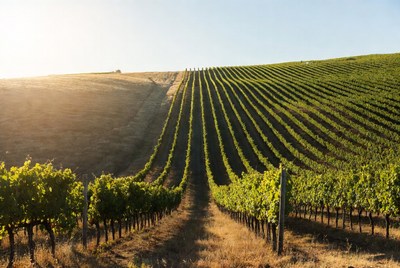 Vineyard Rows at Sunset