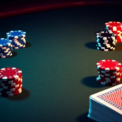 Poker chips and cards on table