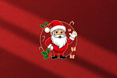Cartoon Santa Claus waving hello