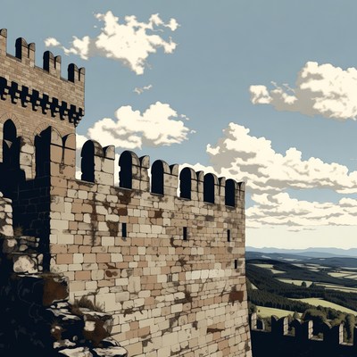 Medieval Stone Castle on Hilltop