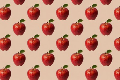 Red Apples Pattern on Beige Background