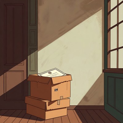 Stacked Cardboard Boxes in Sunlit Room