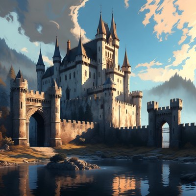 Majestic Castle on Riverside Mountains