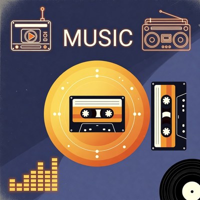 Vintage Music Icons Illustration