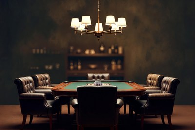 Luxurious Poker Table with Leather Chairs