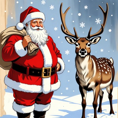 Santa Claus with reindeer
