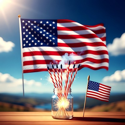 American Flag Sparklers in Jar