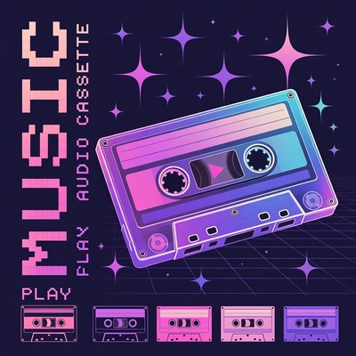 Retro Cassette Tape Illustration