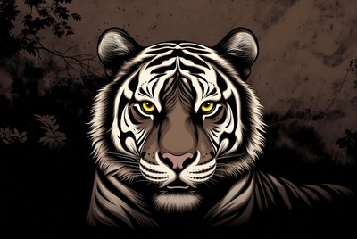 Close-up tiger with yellow eyes