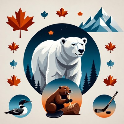 Canadian Wildlife with Maple Leaves