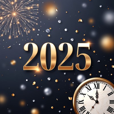 2025 New Year Fireworks Clock
