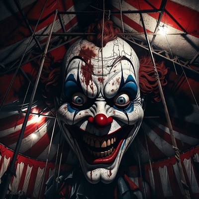Scary Clown in Circus Tent