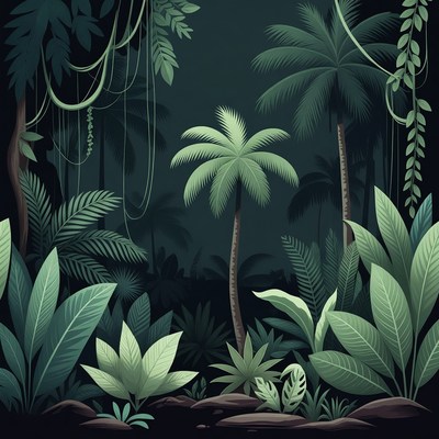 Lush Tropical Jungle Illustration