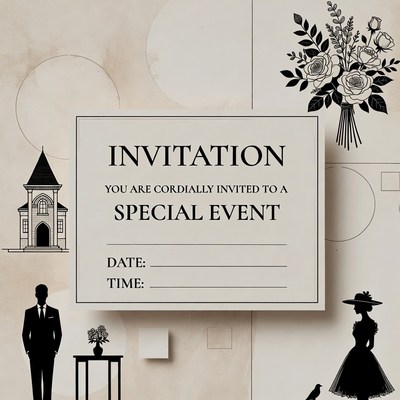 Elegant Invitation with Silhouette Couple