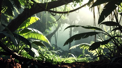 Lush Tropical Jungle with Vines