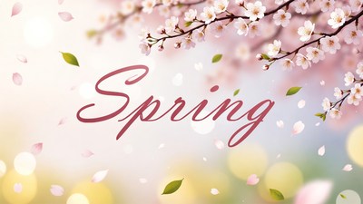 Spring Text with Cherry Blossoms