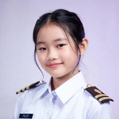 Asian girl in naval uniform