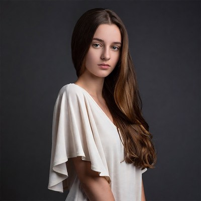 Young woman with long brown hair