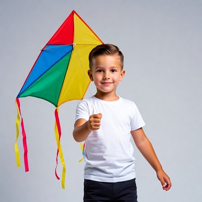 Boy holding colorful kite