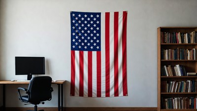 American Flag in Office Room