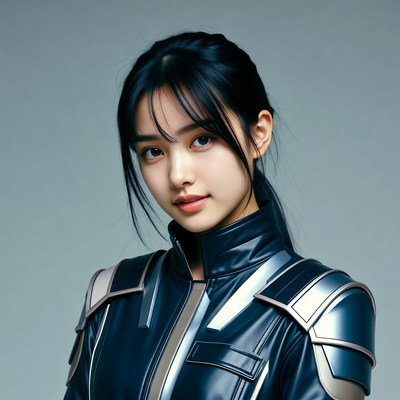 Asian woman in futuristic jacket