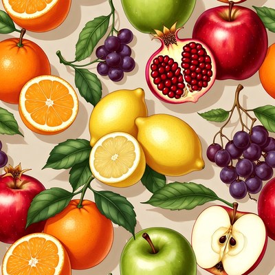 Colorful Fruits Seamless Pattern
