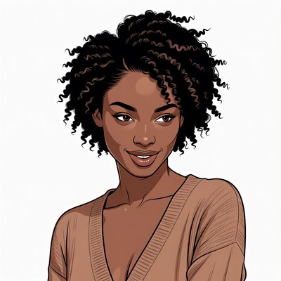 Beautiful African-American woman with curly hair