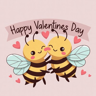 Cute Bees Kissing on Valentines Day