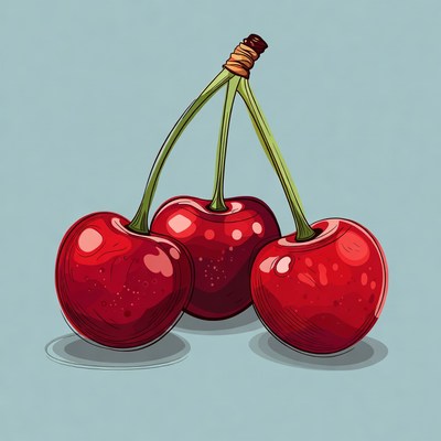 Three Red Cherries Illustration