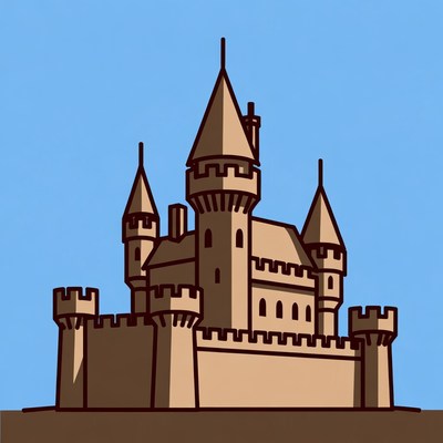 Cartoon Sand Castle Illustration