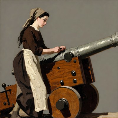 Woman operating cannon