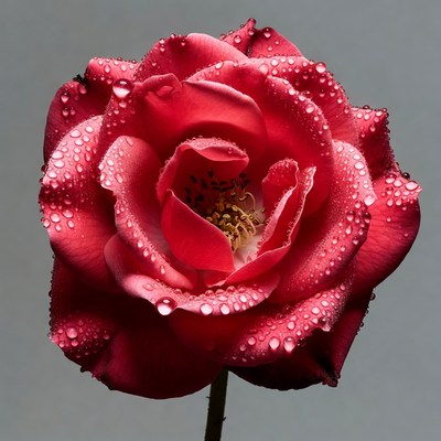 Red Rose with Water Droplets
