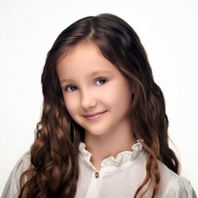 Smiling girl with long brown hair