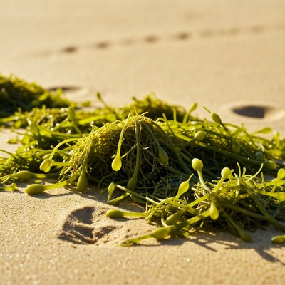 Seaweed on Sandy Beach